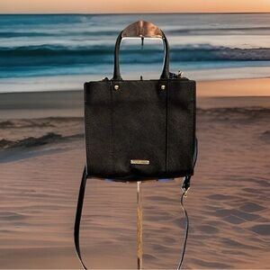 REBECCA MINKOFF Black Leather Small Tote Shoulder Bag/Crossbody Purse